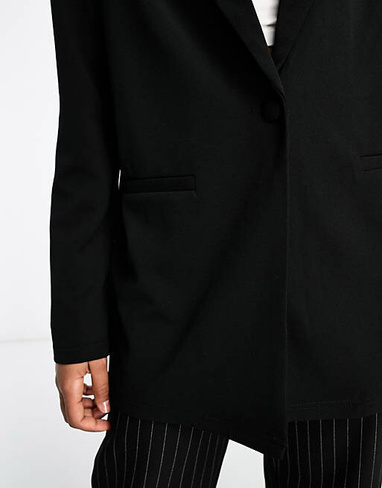 Черный трикотажный пиджак с напуском ASOS DESIGN Tall