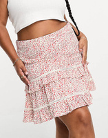 Ярусная мини-юбка Glamorous Curve с винтажным цветочным принтом