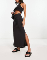 Черная облегающая юбка макси с разрезами по бокам Vila