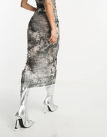 Комбинированная сетчатая юбка миди с принтом в стиле ренессанс ASOS DESIGN