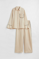 Атласный пижамный комплект H&M, светло-бежевый