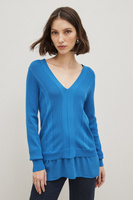 Многослойный свитер-рубашка в рубчик с V-образным вырезом Next, синий