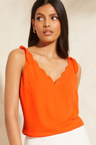 Блузка с V-образным вырезом завязками и отделкой ракушками Love & Roses, оранжевый