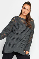 Металлизированный свитер с разрезами по бокам Yours, серый