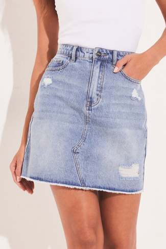Летняя джинсовая мини-юбка с расклешенным эффектом Lipsy, синий