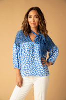Цветочная блузка с высокой кокеткой в цветах Myleene Klass, синий