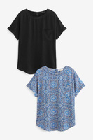 Комплект из 2 футболок с короткими рукавами и изогнутым карманом Next, черный