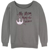 Пуловер с напуском из махрового материала розового цвета с логотипом Rebel для юниоров «Моя мама управляет галактикой» L