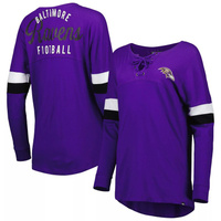 Женская фиолетовая футболка New Era Baltimore Ravens Athletic Varsity со шнуровкой и длинными рукавами New Era