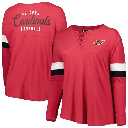 Женская спортивная университетская футболка New Era Cardinal Arizona Cardinals размера плюс с v-образным вырезом и длинн