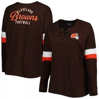 Женская коричневая футболка New Era Cleveland Browns размера плюс, спортивная университетская футболка на шнуровке с v-о