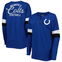 Женская футболка New Era Royal Indianapolis Colts Athletic Varsity со шнуровкой и длинными рукавами New Era
