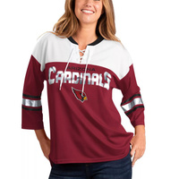 Женская футболка G-III 4Her by Carl Banks Cardinal/White Arizona Cardinals Double Team с рукавом три четверти на шнуровк