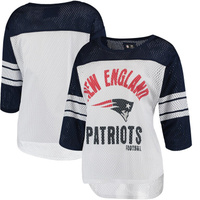 Женская сетчатая футболка G-III 4Her by Carl Banks бело-темно-синяя New England Patriots First Team с рукавами три четве