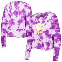 Женская укороченная футболка с длинными рукавами New Era Los Angeles Lakers тай-дай фиолетового цвета New Era
