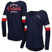 Женская темно-синяя футболка New England Patriots Athletic Varsity со шнуровкой и длинными рукавами New Era