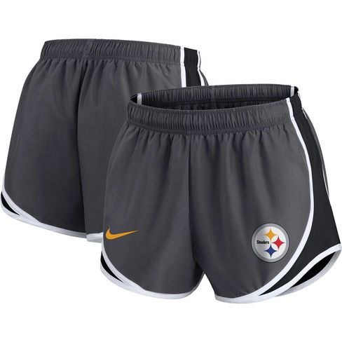 Женские темно-серые шорты Nike Pittsburgh Steelers размера плюс с логотипом Performance Tempo Nike