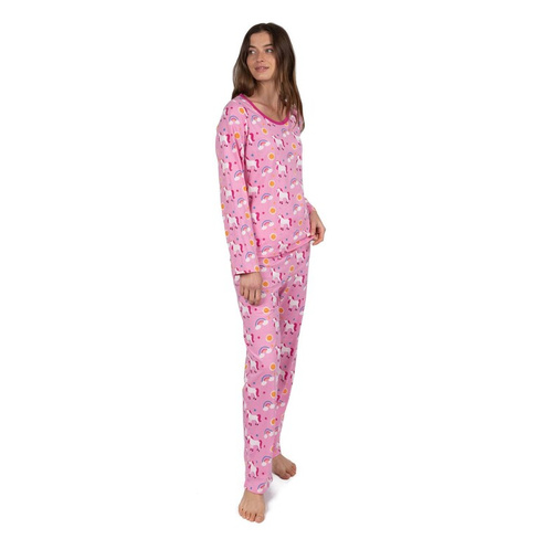 Женская хлопковая пижама свободного покроя Leveret из двух предметов с единорогом и радугой Leveret