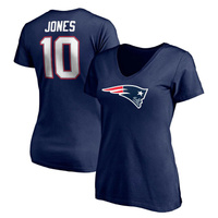 Женская футболка Fanatics с логотипом Mac Jones, темно-синяя футболка New England Patriots размера плюс с именем и номер