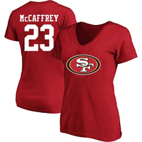 Женская футболка Fanatics с брендом Christian McCaffrey Scarlet San Francisco 49ers размера плюс, имя и номер игрока, фу