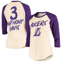 Женская футболка Fanatics с логотипом Anthony Davis кремового цвета Los Angeles Lakers реглан с рукавами 3/4 Fanatics
