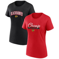 Женский комплект из двух футболок для фанатов Fanatics красного/черного цвета с надписью «Чикаго Блэкхокс» Fanatics