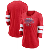 Женская футболка Fanatics с фирменным принтом красного/белого цвета Montreal Canadiens Full Shield, с рукавами 3/4, трех
