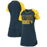 Женская ночная рубашка Concepts Sport темно-синяя/золотая West Virginia Mountaineers реглан с v-образным вырезом