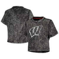 Женская черная укороченная футболка из молочного шелка Wisconsin Badgers Vintage Wash