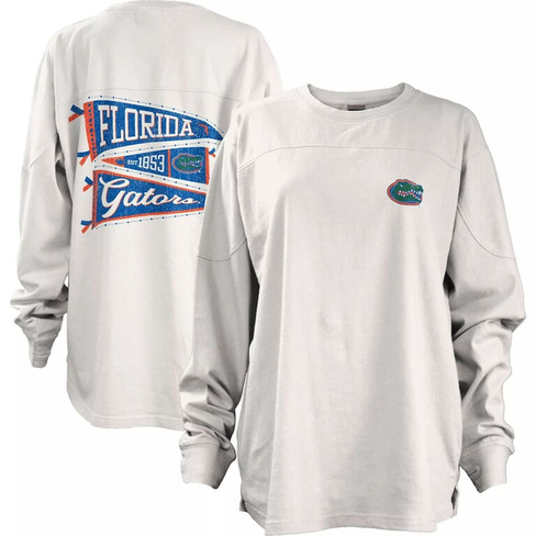 Женская белая футболка с длинными рукавами и вымпелом Florida Gators для прессы Pressbox