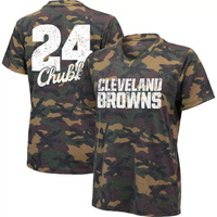 Женская камуфляжная футболка Nick Chubb Cleveland Browns с именем и номером и v-образным вырезом