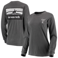 Женская темно-серая футболка оверсайз с длинными рукавами Texas Tech Red Raiders Comfort Colors Campus Skyline