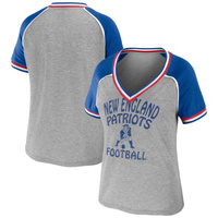 Женская одежда Erin Andrews Хизер Серая футболка New England Patriots размера плюс с ретро-футболкой с v-образным вырезо