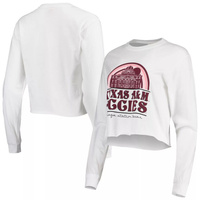 Белая женская укороченная футболка с длинными рукавами в стиле ретро Texas A&M Aggies Campus