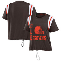 Женская одежда Erin Andrews Brown Футболка с цветными блоками Cleveland Browns на завязках