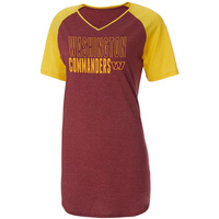 Женская спортивная ночная рубашка с v-образным вырезом реглан, бордовый/золотой цвет Washington Football Team Concepts