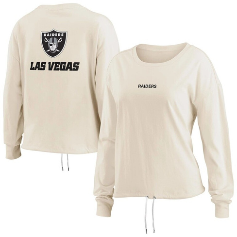 Женская укороченная рубашка с длинными рукавами Erin Andrews Oatmeal Las Vegas Raiders
