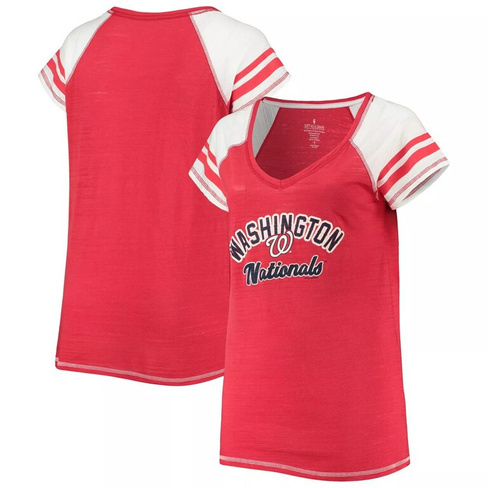 Женская мягкая, как виноград, красная футболка Washington Nationals с пышными цветными блоками, трехцветная футболка рег
