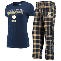 Женская футболка Concepts Sport, темно-синяя/золотая футболка Notre Dame Fighting Irish Lodge и фланелевые брюки, компле