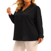 Шифоновая рубашка больших размеров для женщин, топы с длинным рукавом на пуговицах и V-образным вырезом, офисные рубашки