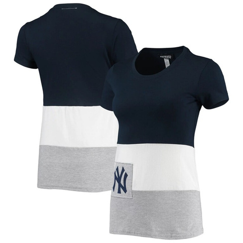 Женская темно-синяя приталенная футболка Refried Apparel New York Yankees