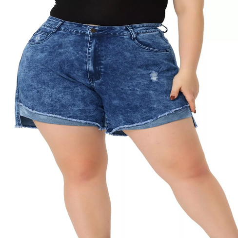 Женские джинсовые шорты больших размеров, джинсовые шорты с необработанным краем Agnes Orinda