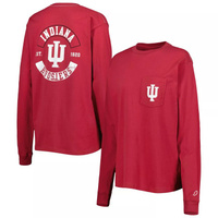 Женская лига студенческой одежды Crimson Indiana Hoosiers Крупногабаритная футболка с длинными рукавами и карманами