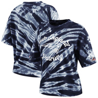 Женская одежда от Erin Andrews Темно-синяя футболка New England Patriots с принтом тай-дай