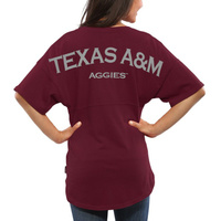 Женская темно-бордовая футболка оверсайз из джерси Texas A&M Aggies Spirit
