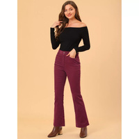 Женские винтажные вельветовые расклешенные брюки, эластичные брюки-клеш с высокой талией ALLEGRA K, коричневый