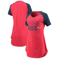 Женская спортивная красная/темно-синяя реглан New England Patriots с v-образным вырезом, трикотажная ночная рубашка для