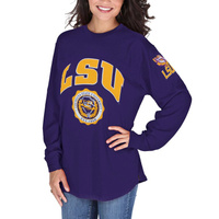 Женская фиолетовая футболка оверсайз с длинными рукавами LSU Tigers Edith Pressbox