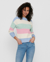 Женский свитер с круглым вырезом и рукавами-фонариками Only, светло-синий