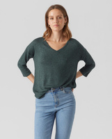 Женский свитер тонкой вязки с французскими рукавами Vero Moda, темно-зеленый